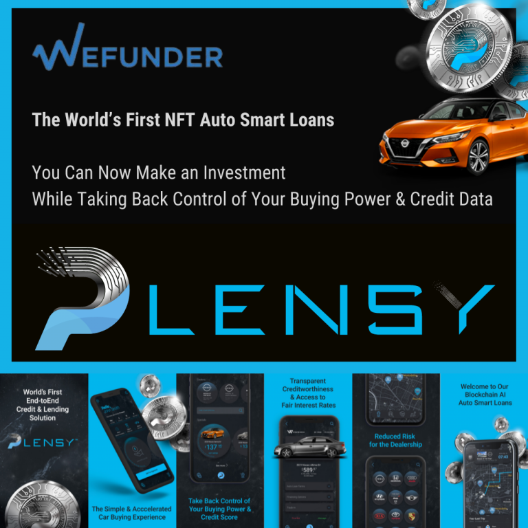 Plensy™, le premier prêt auto intelligent NFT au monde, annonce le lancement de la campagne de crowdfunding par capitaux propres Wefunder.